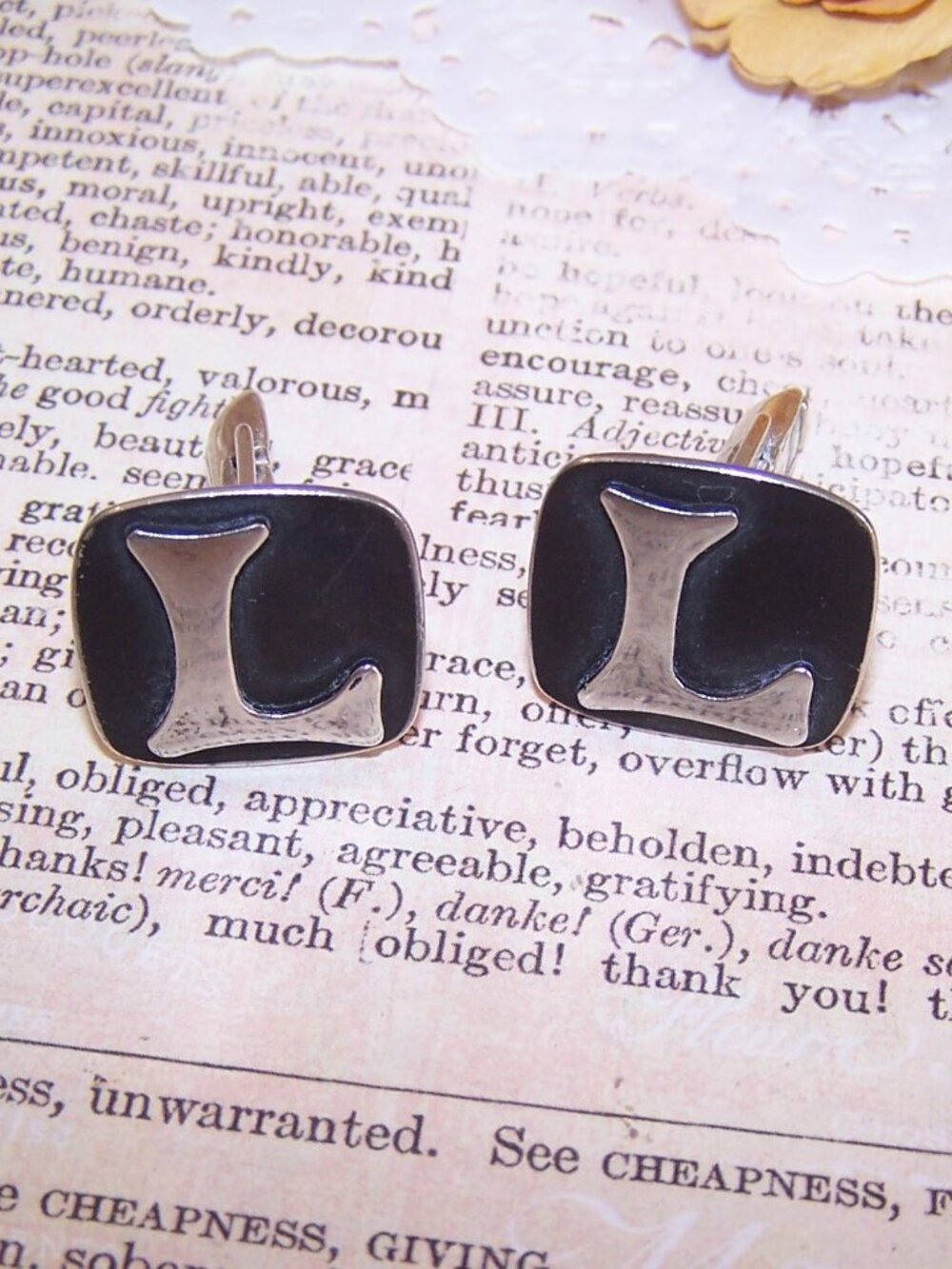 JOSE LUIS FLORES JLF Taxco Mexico Eagle 3 Sterling Silver Cufflinks - Initial L